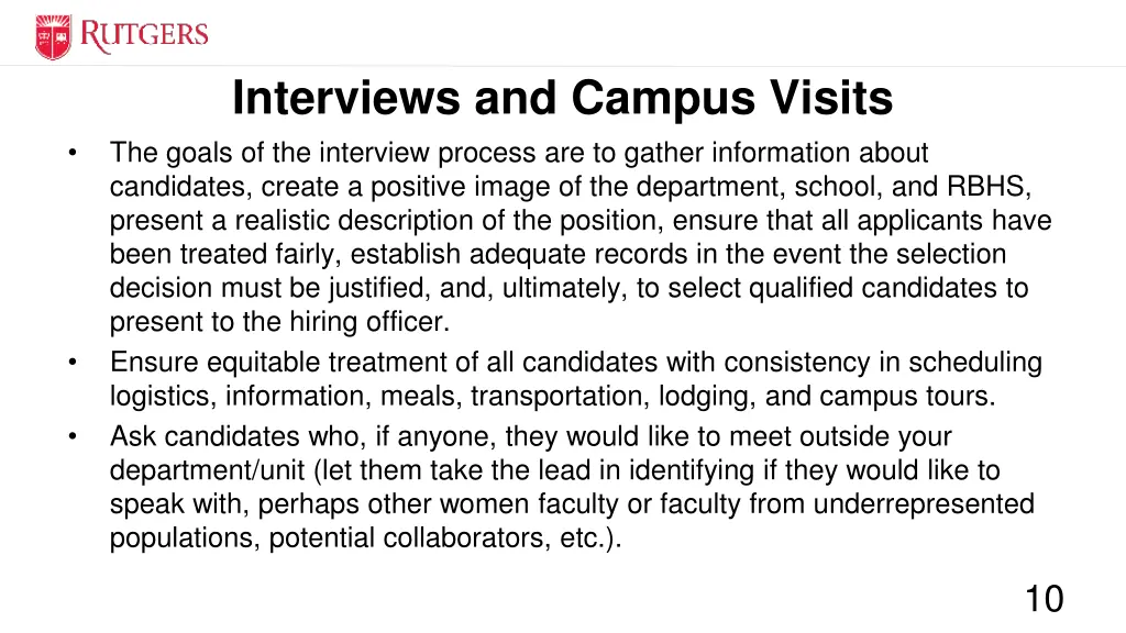 interviews and campus visits the goals