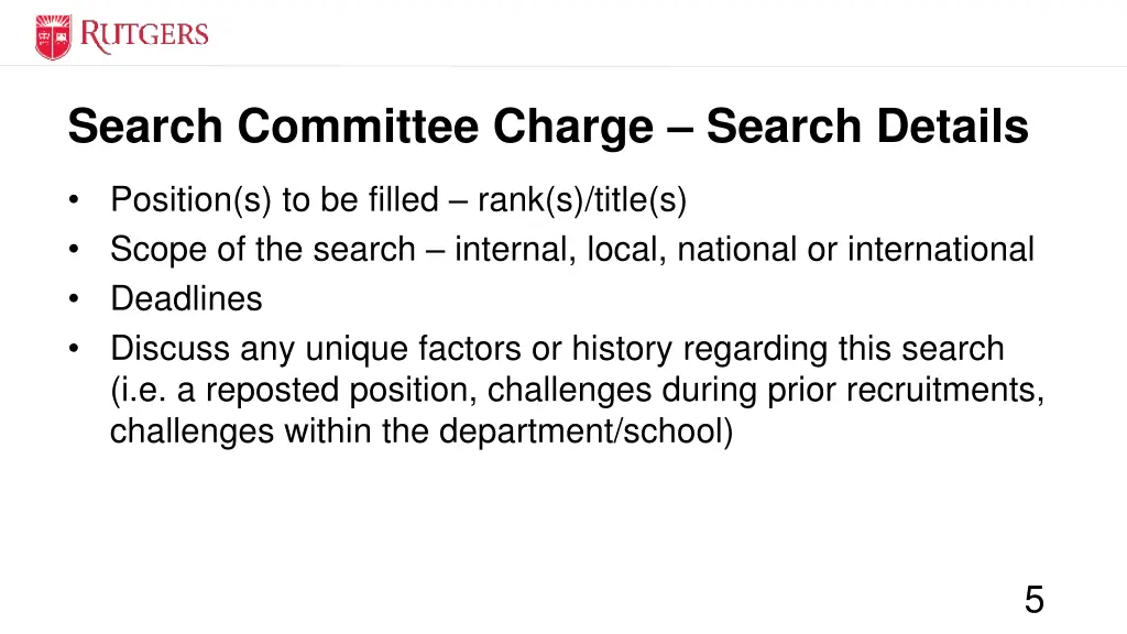 search committee charge search details