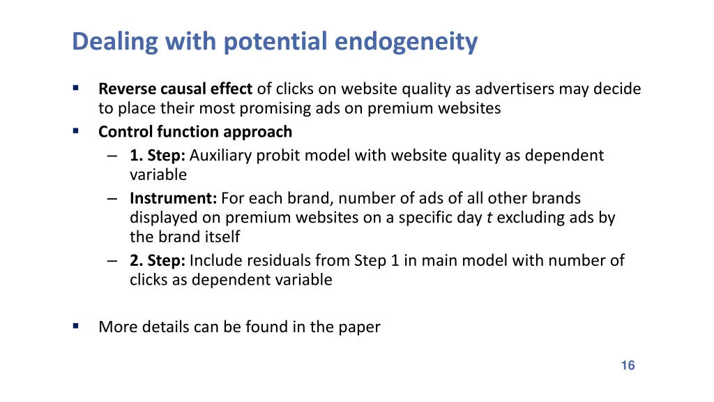 dealing with potential endogeneity