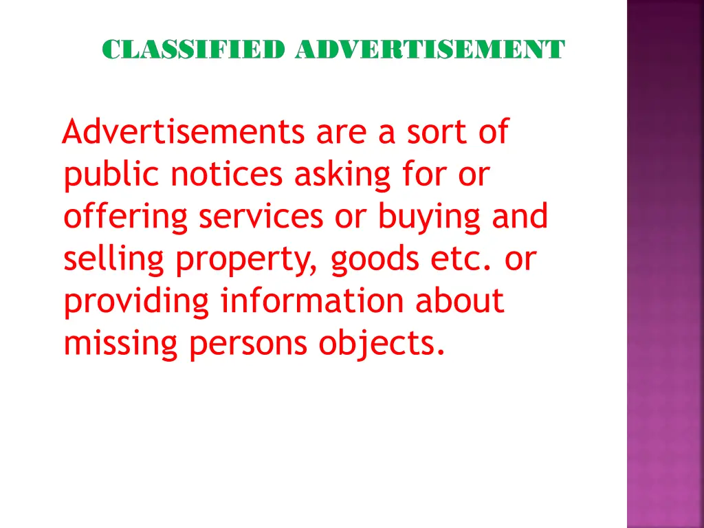 classified advertisement classified advertisement