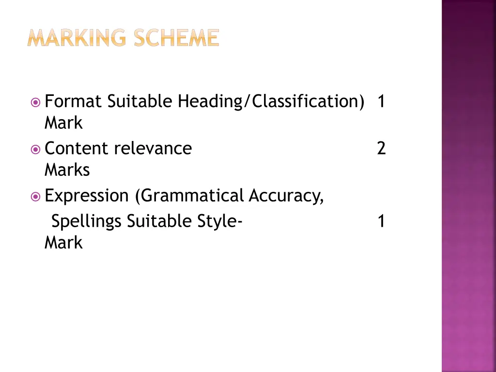 marking scheme