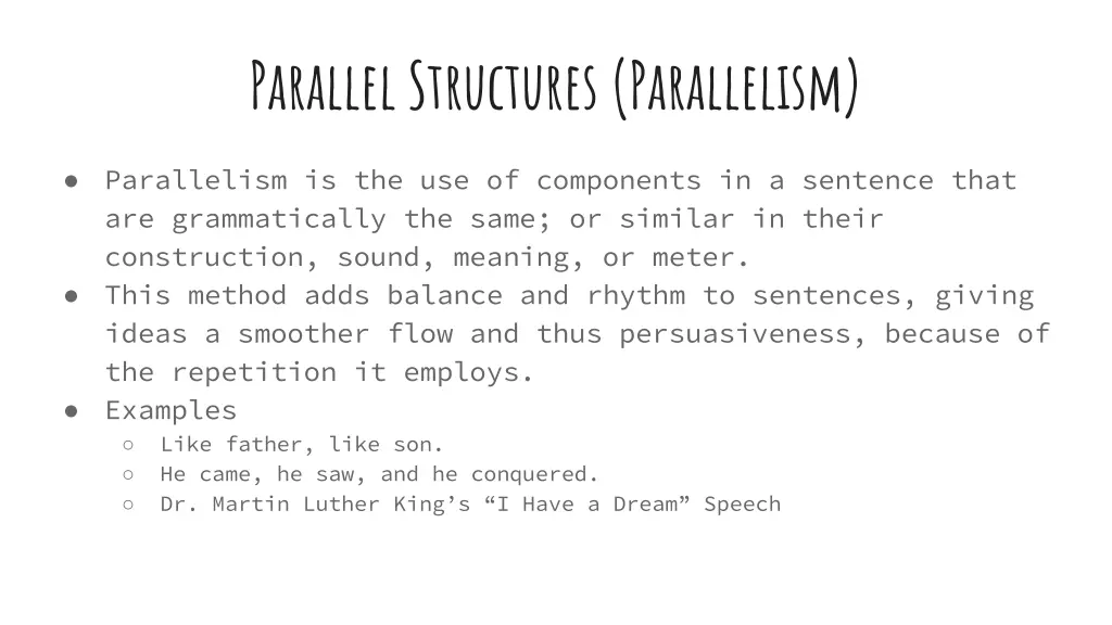 parallel structures parallelism