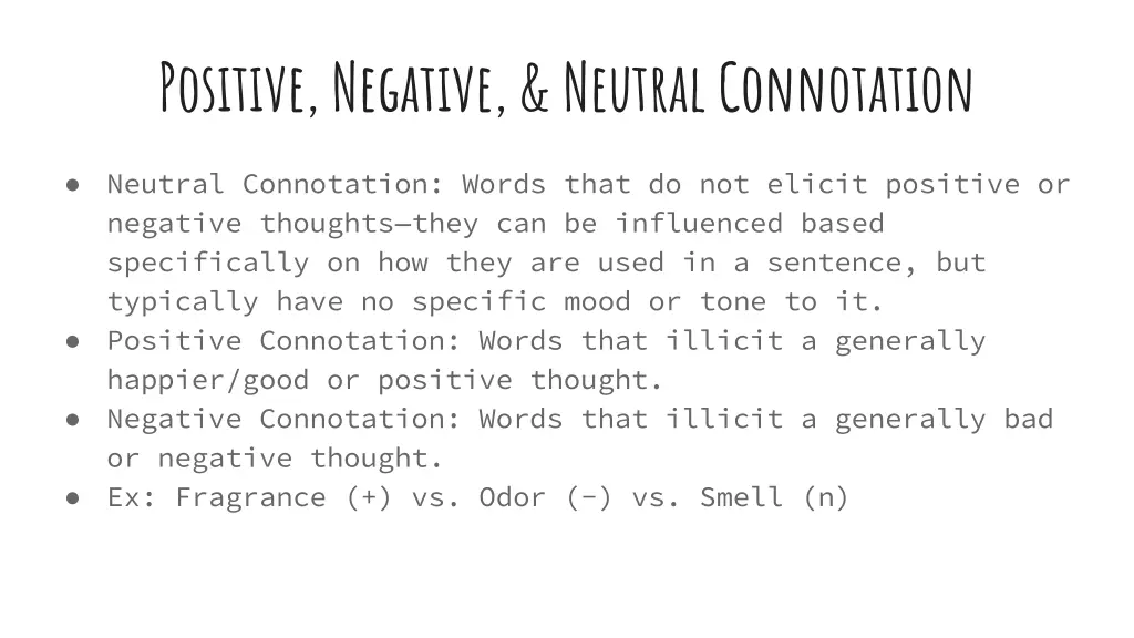 positive negative neutral connotation