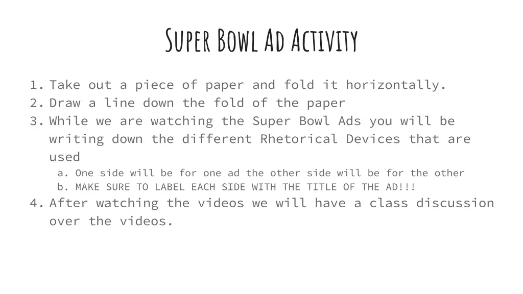 super bowl ad activity