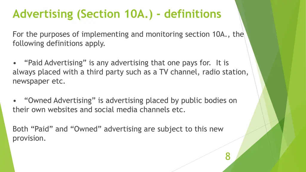 advertising section 10a definitions