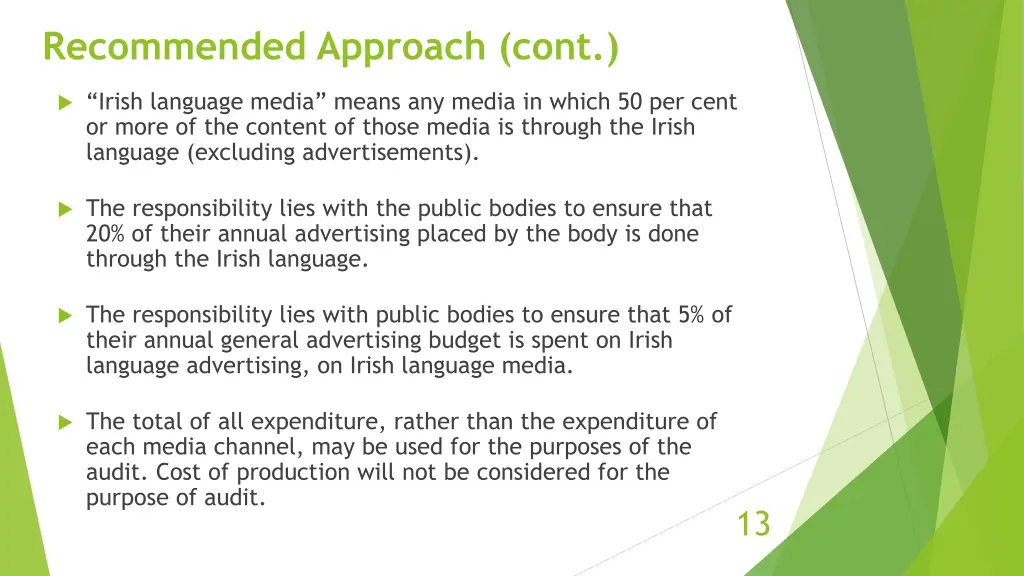 recommended approach cont