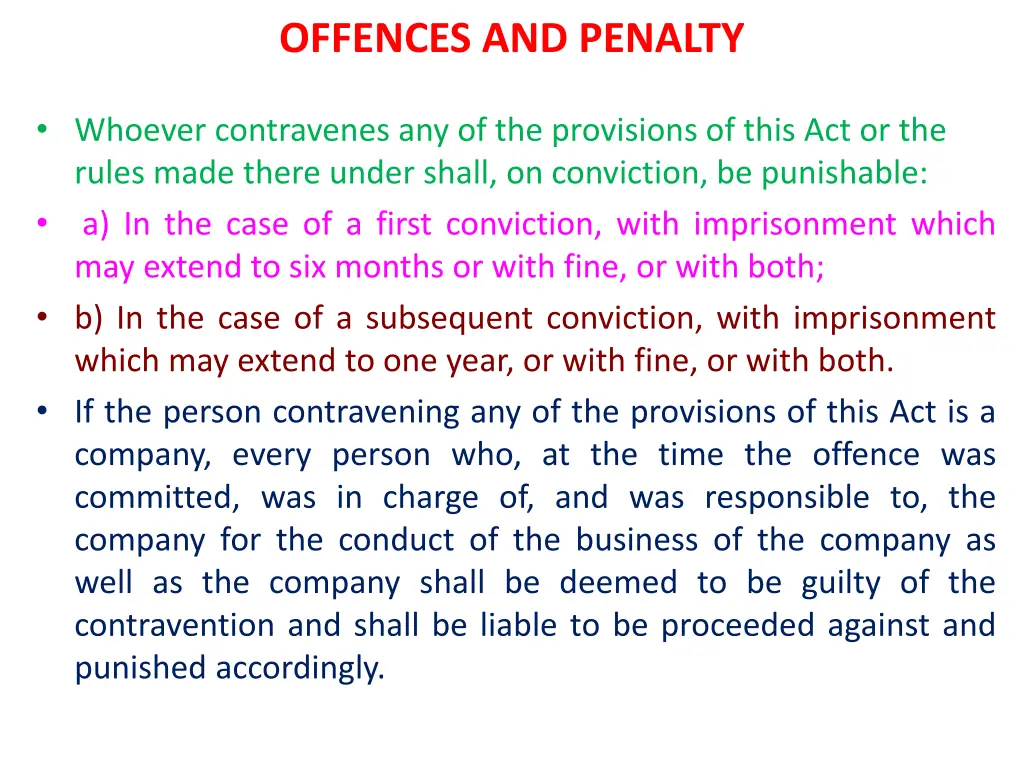 offences and penalty