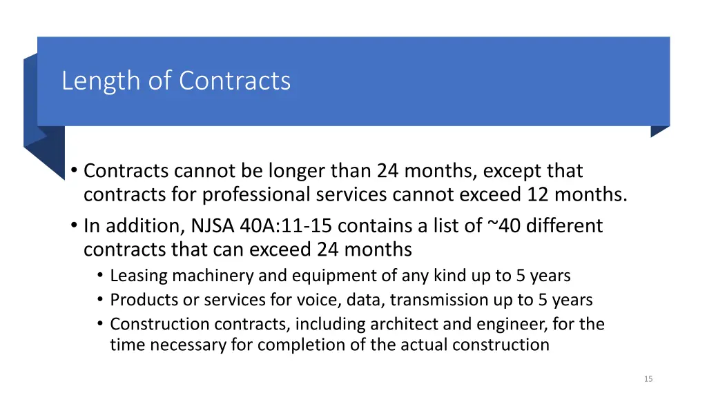 length of contracts