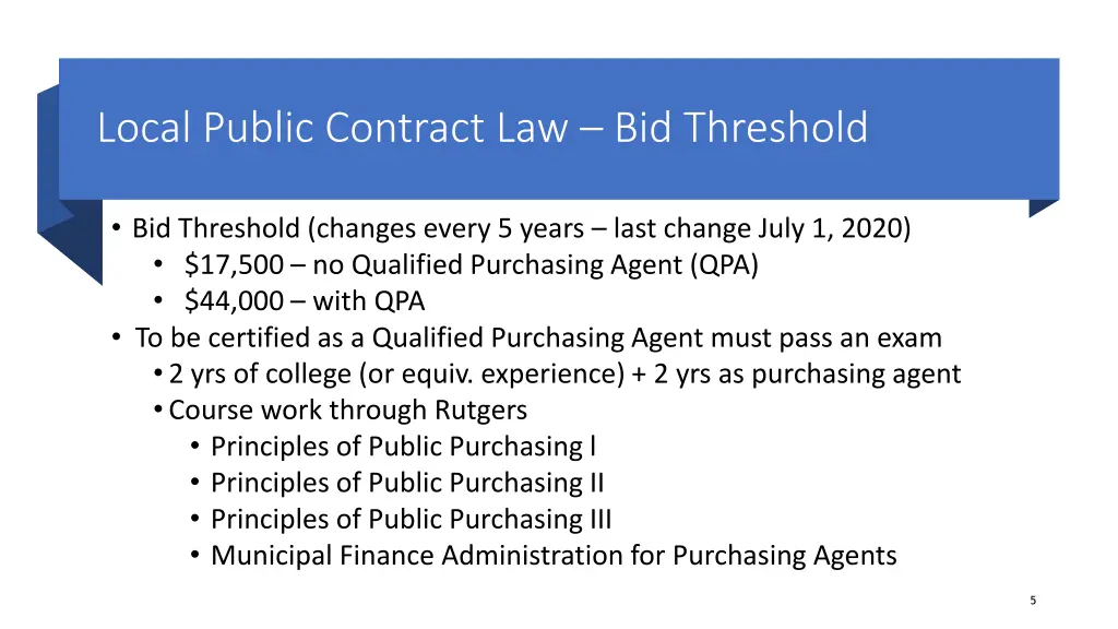 local public contract law bid threshold