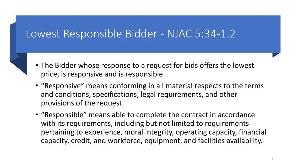 lowest responsible bidder njac 5 34 1 2