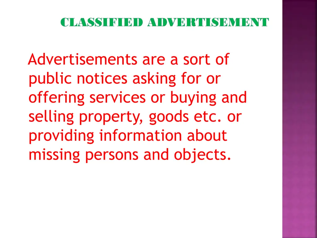 classified advertisement classified advertisement