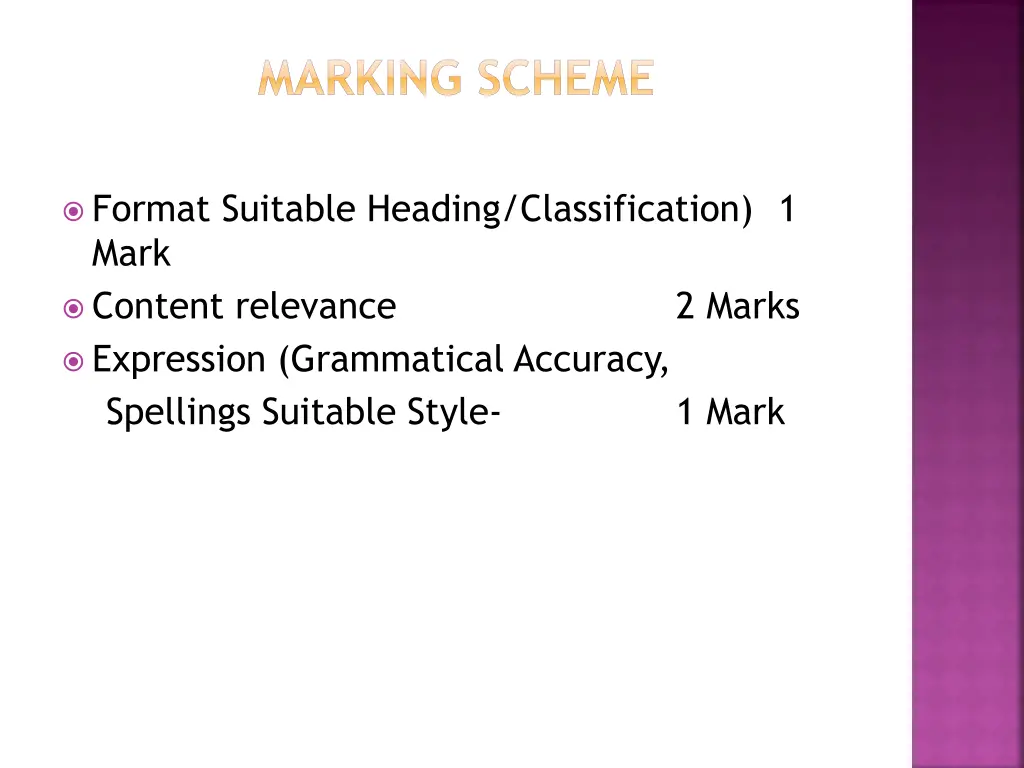 marking scheme