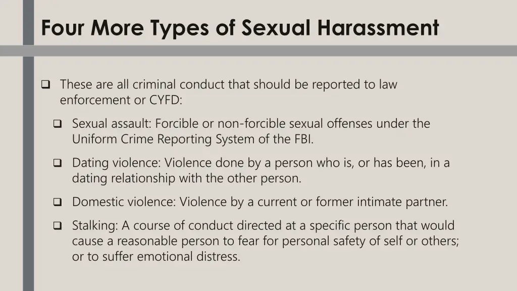 four more types of sexual harassment