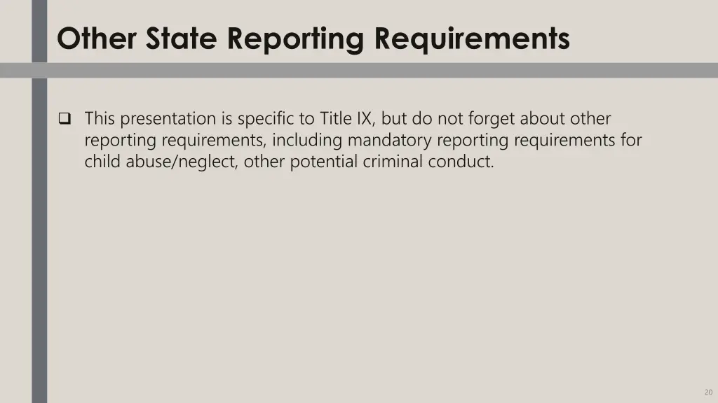 other state reporting requirements