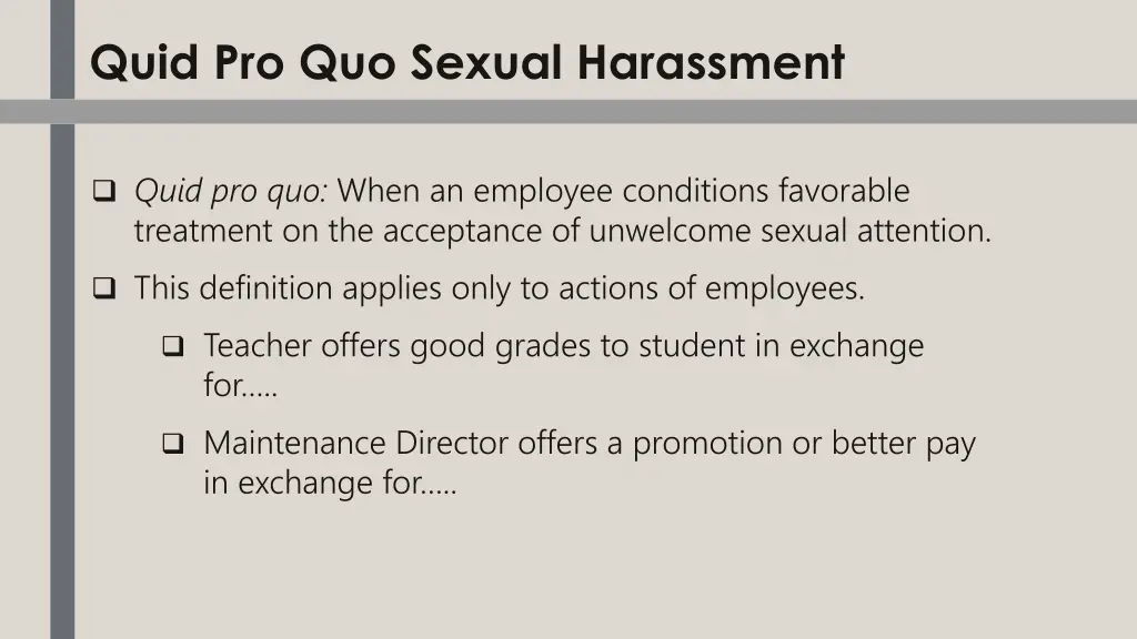 quid pro quo sexual harassment