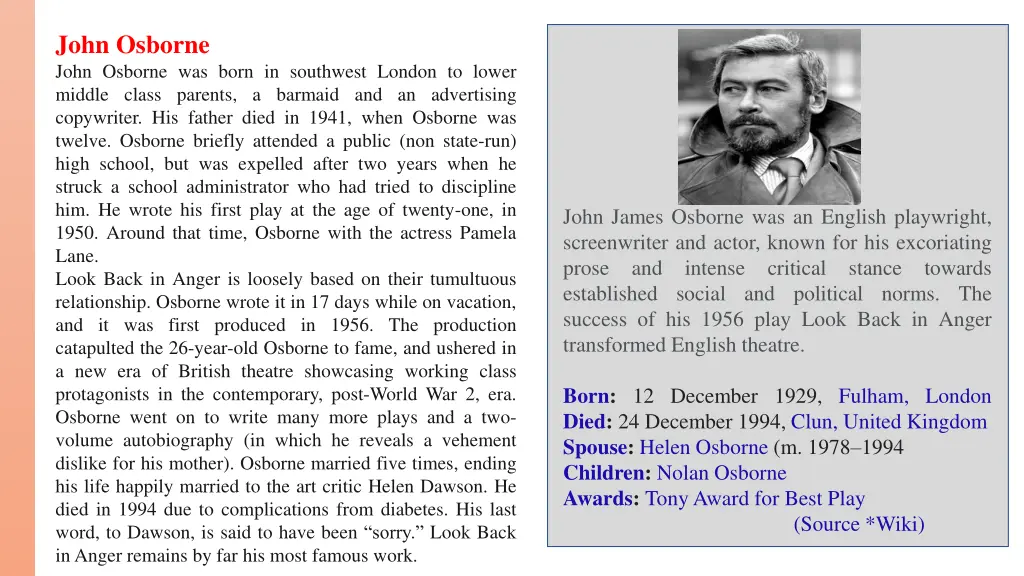 john osborne john osborne was born in southwest