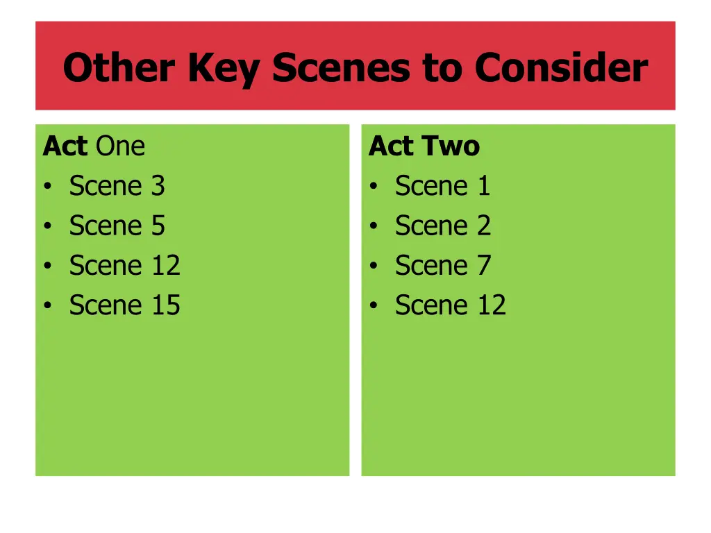 other key scenes to consider