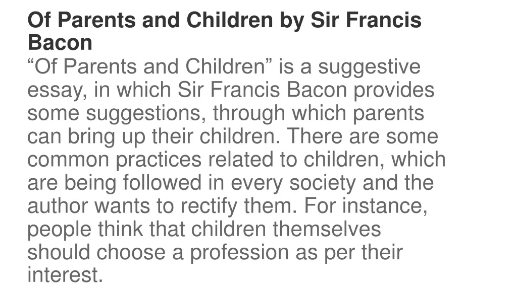 of parents and children by sir francis bacon