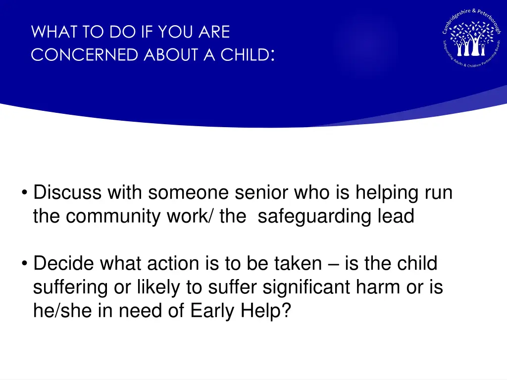 what to do if you are concerned about a child