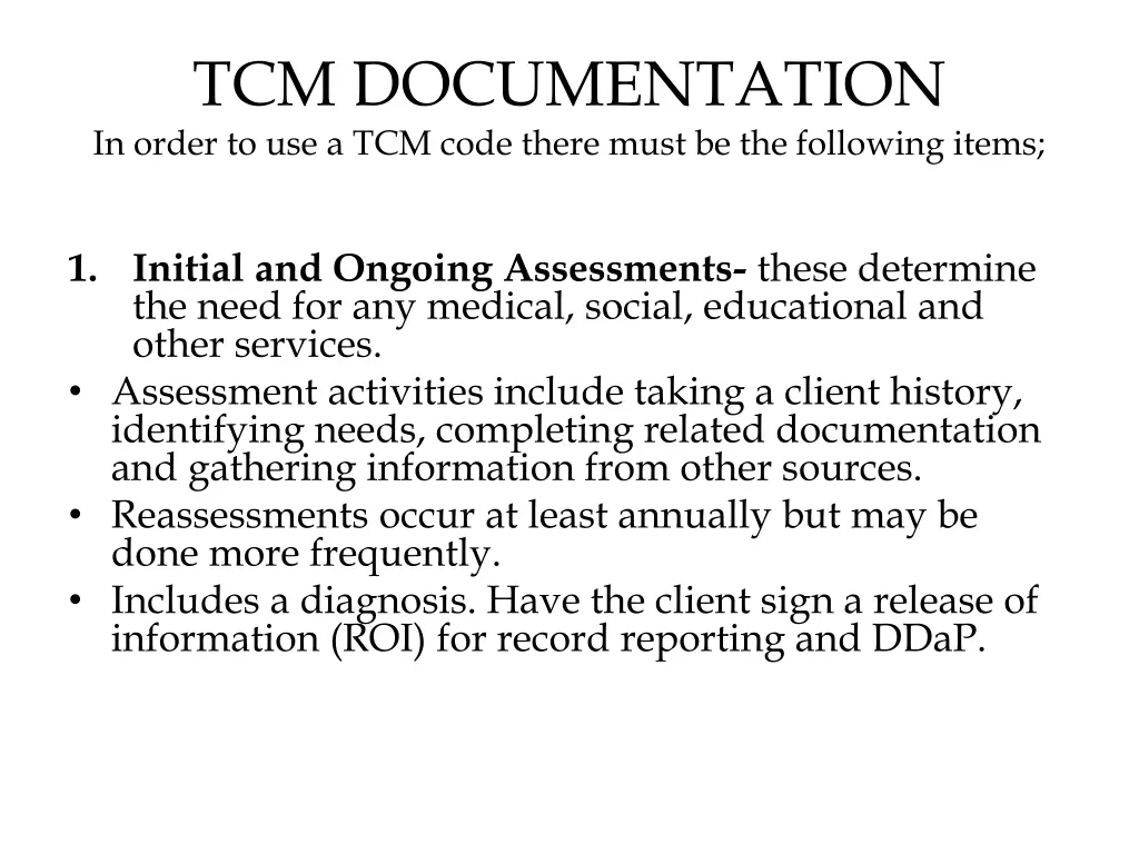 tcm documentation in order to use a tcm code