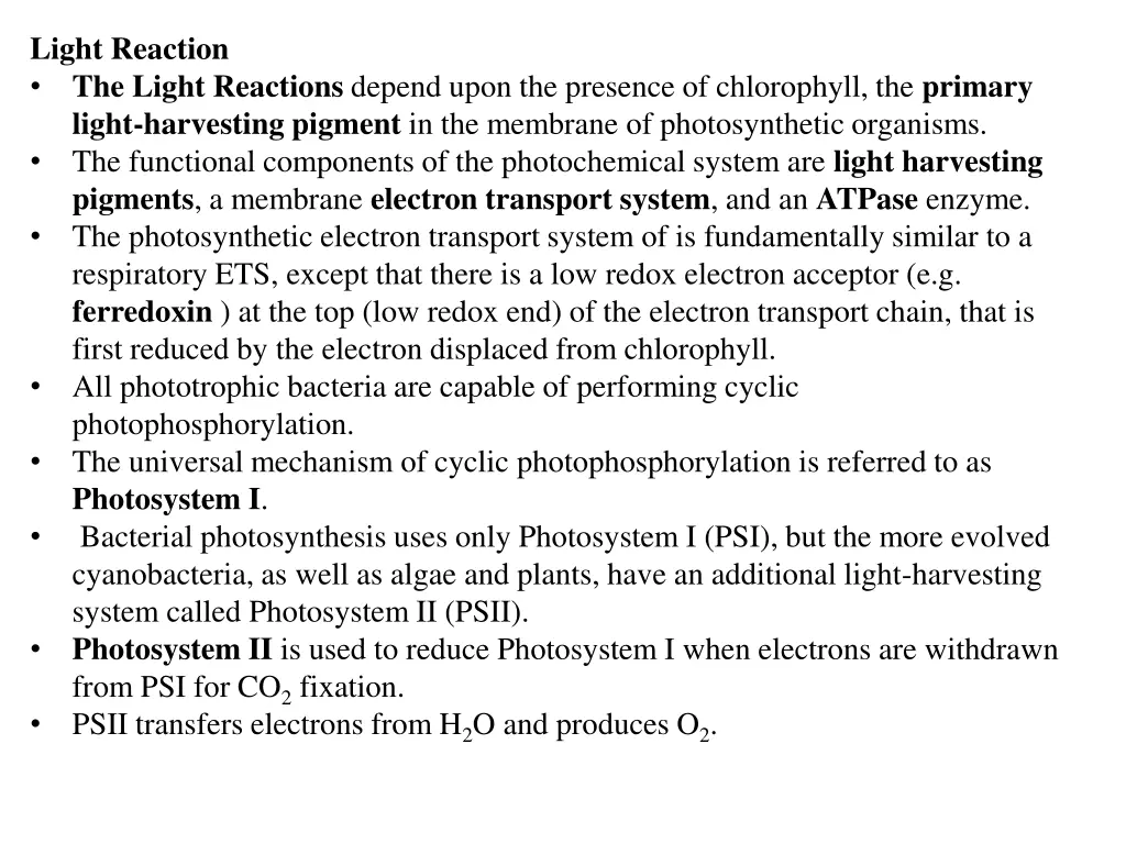 light reaction the light reactions depend upon