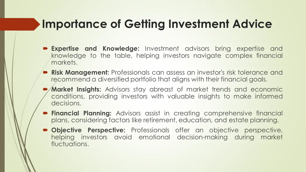 importance of getting investment advice