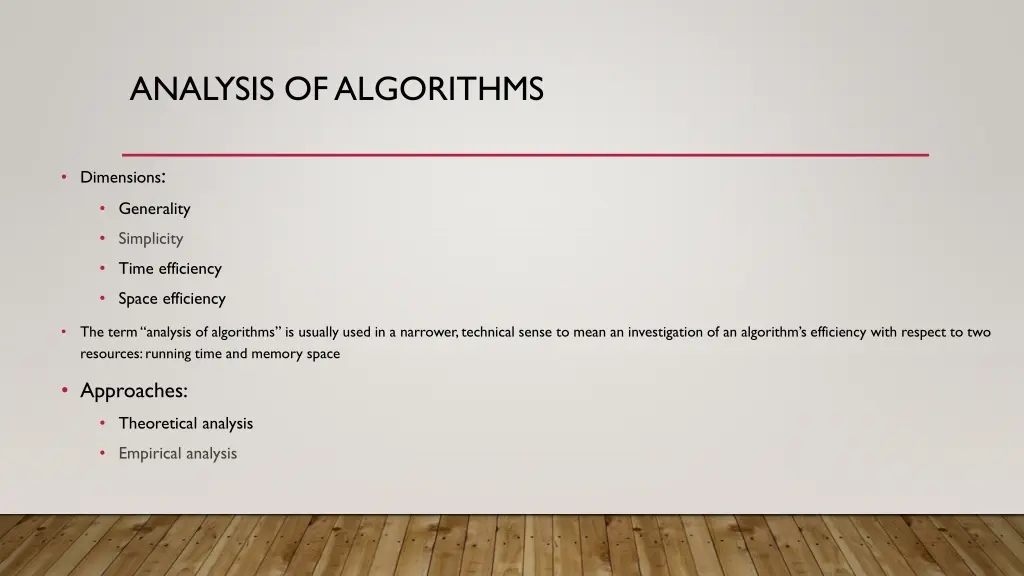 analysis of algorithms