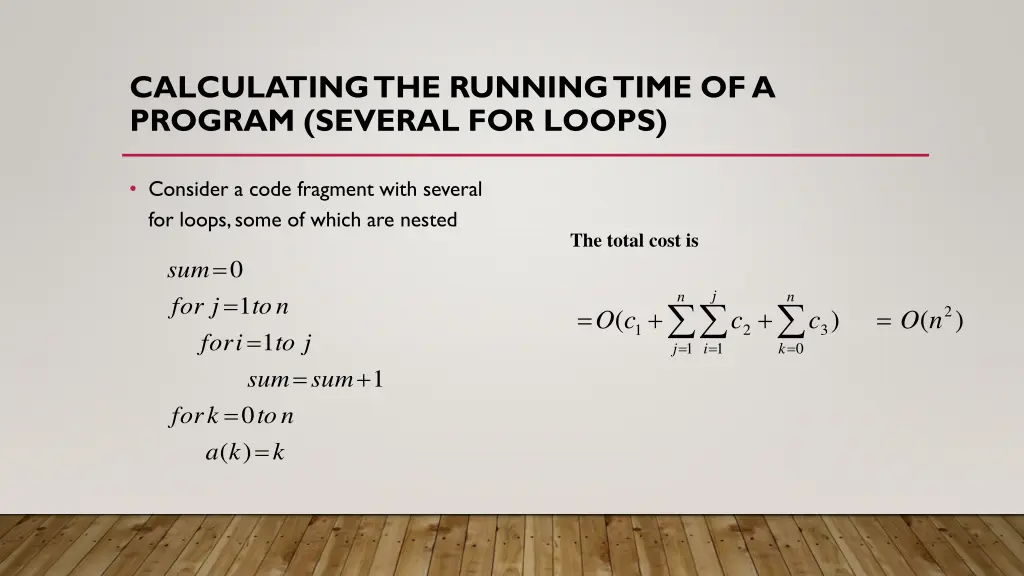 calculating the running time of a program several