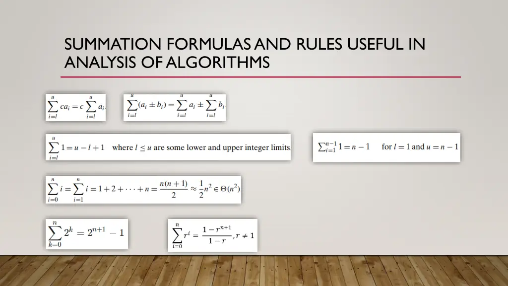 summation formulas and rules useful in analysis