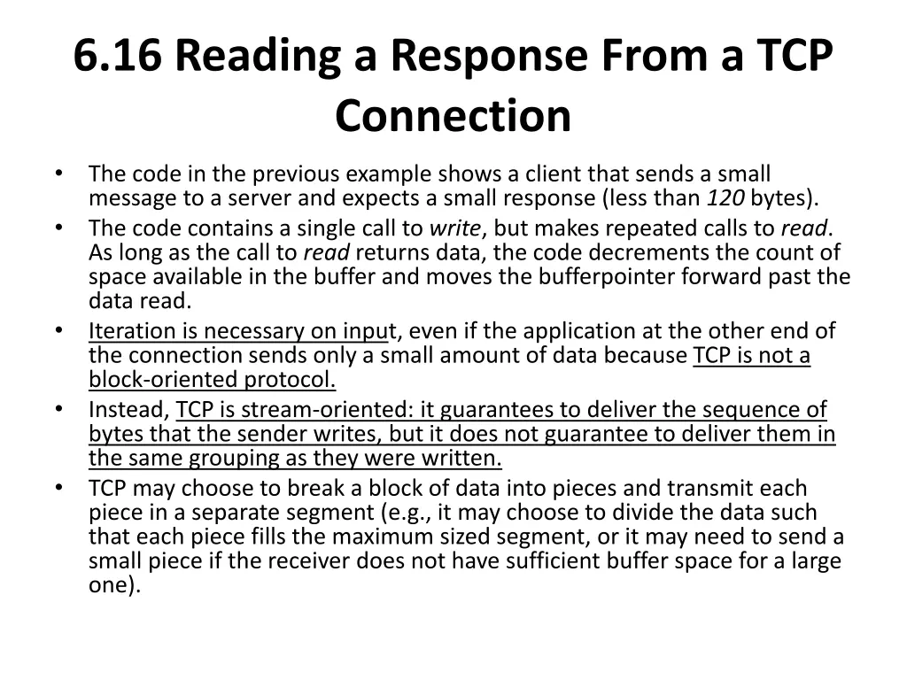 6 16 reading a response from a tcp connection