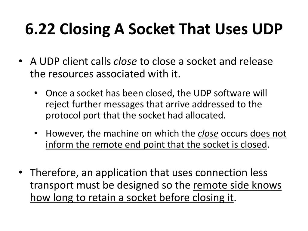 6 22 closing a socket that uses udp