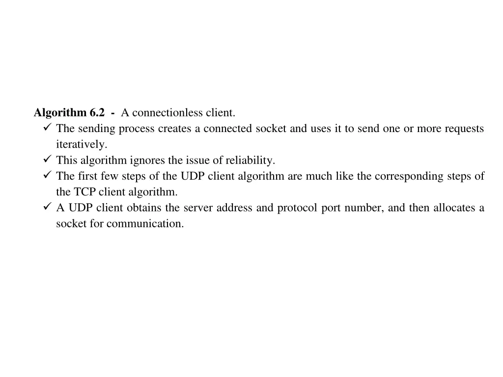 algorithm 6 2 a connectionless client the sending