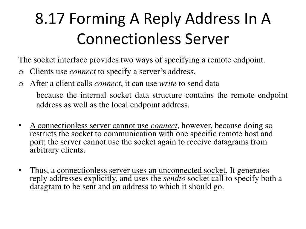 8 17 forming a reply address in a connectionless