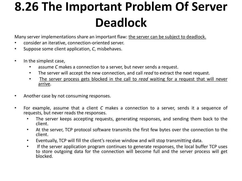 8 26 the important problem of server deadlock