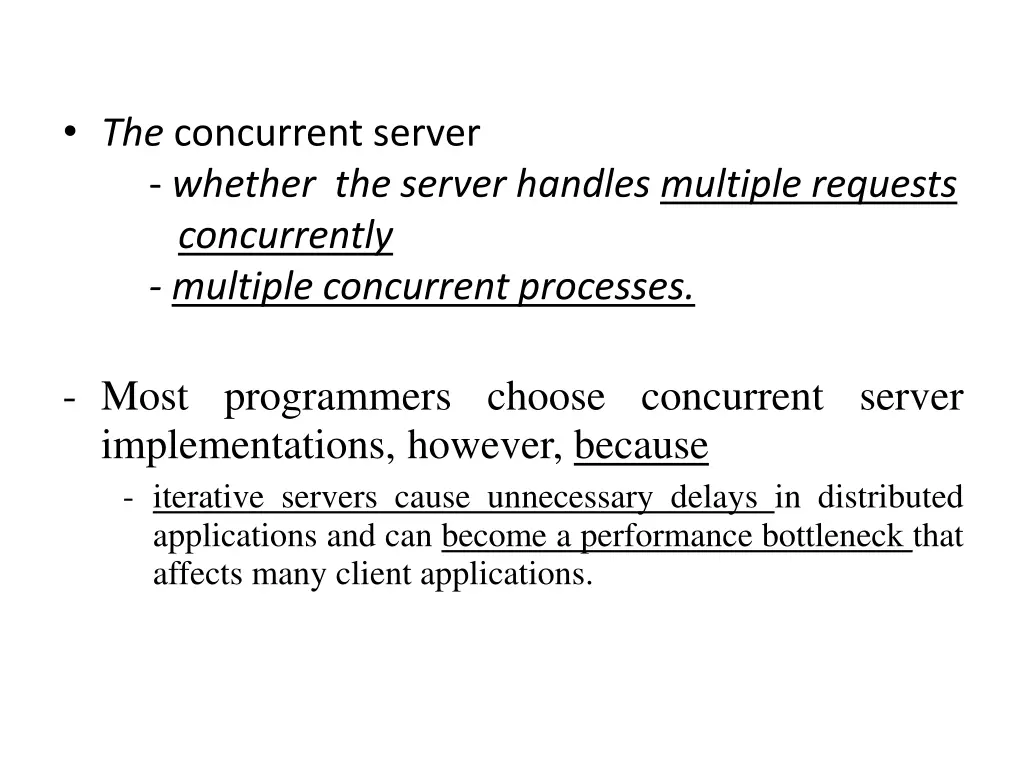 the concurrent server whether the server handles