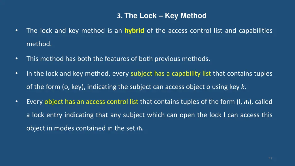 3 the lock key method