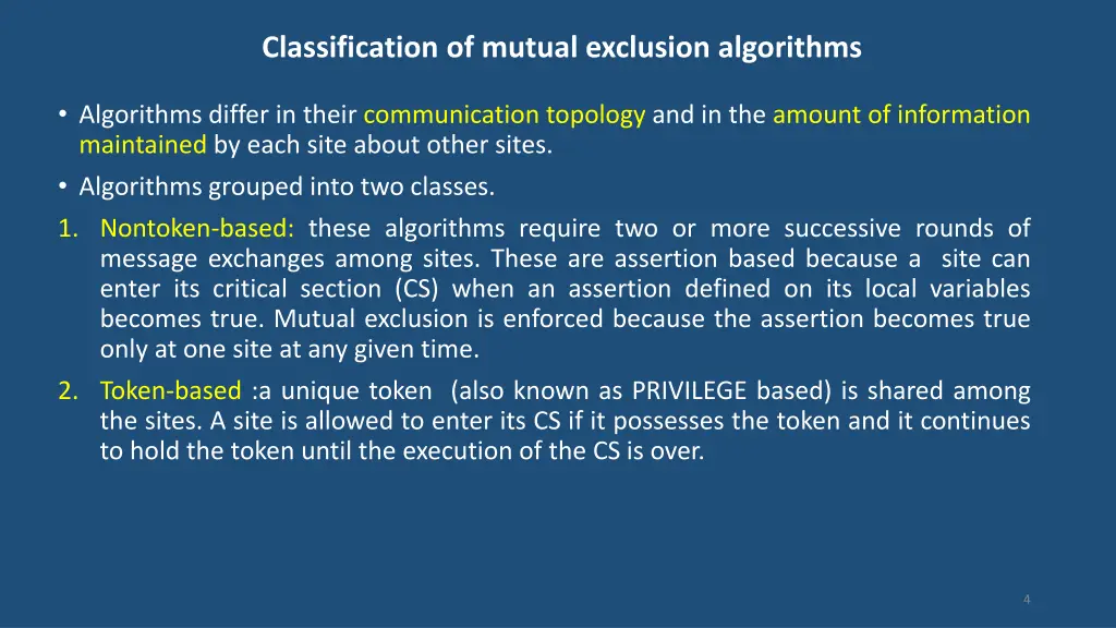 classification of mutual exclusion algorithms