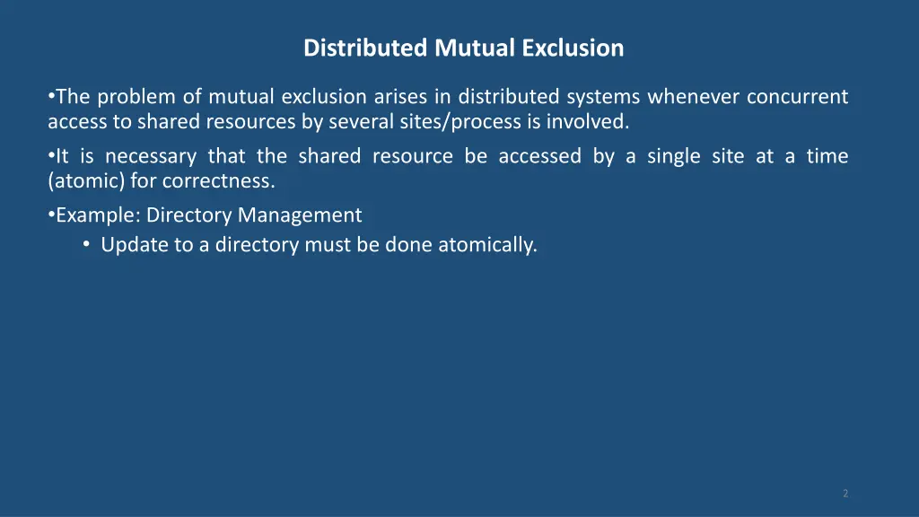 distributed mutual exclusion