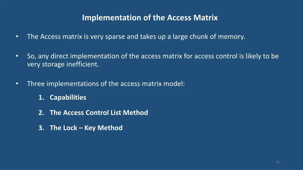 implementation of the access matrix