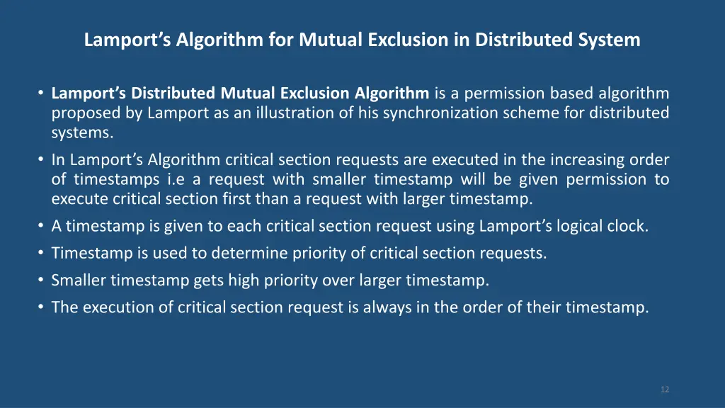 lamport s algorithm for mutual exclusion