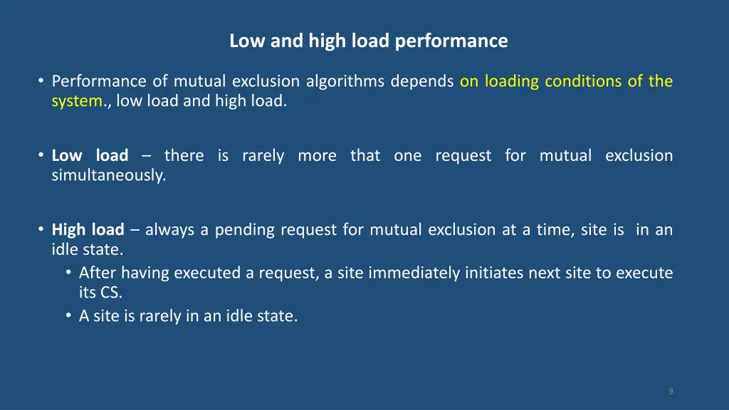 low and high load performance