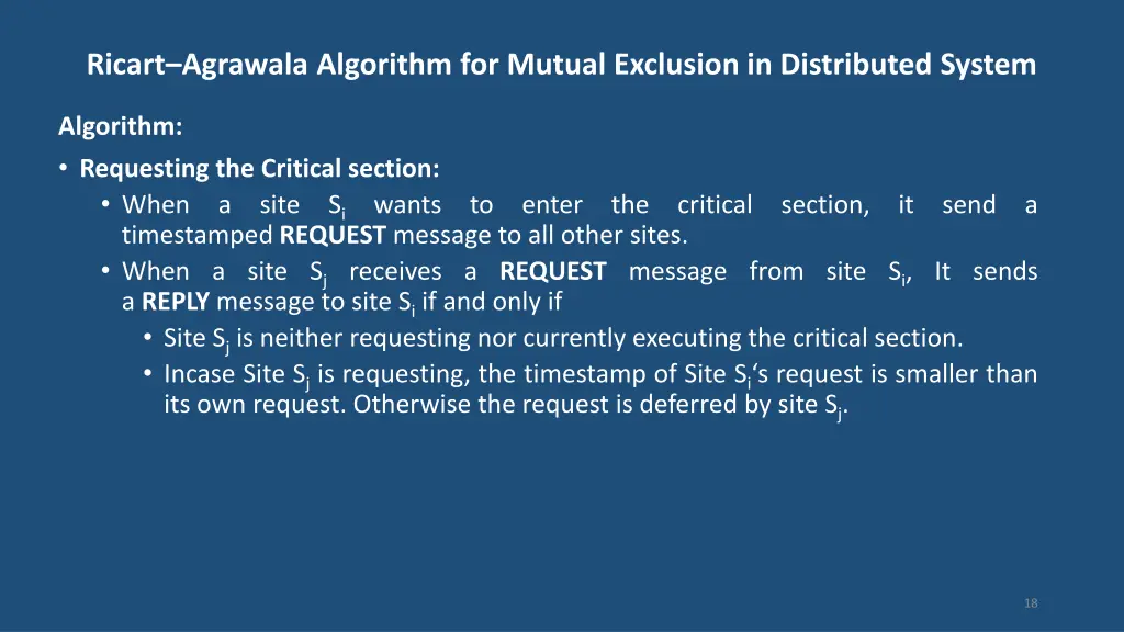 ricart agrawala algorithm for mutual exclusion