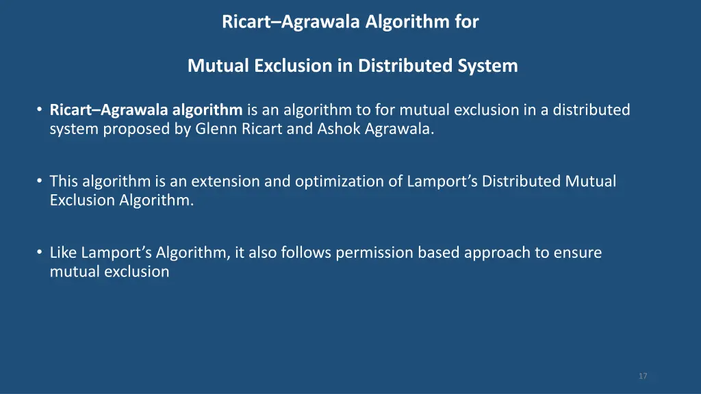 ricart agrawala algorithm for