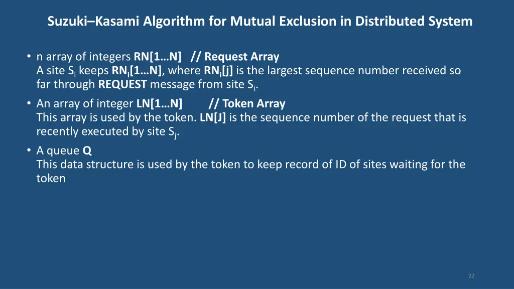 suzuki kasami algorithm for mutual exclusion 1