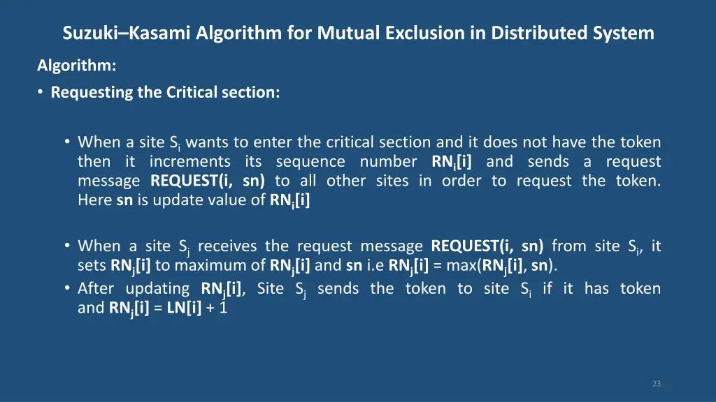 suzuki kasami algorithm for mutual exclusion 2