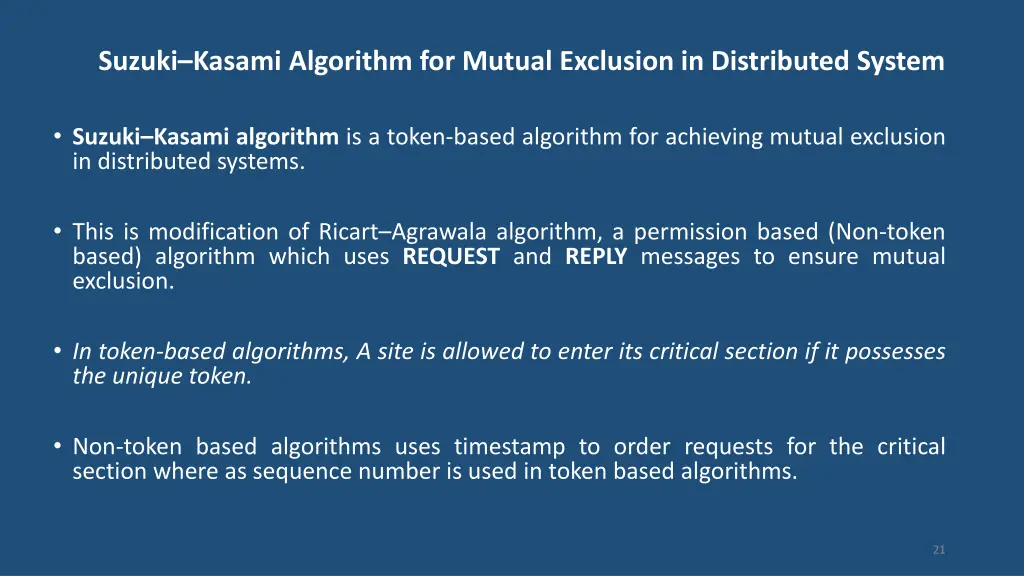 suzuki kasami algorithm for mutual exclusion