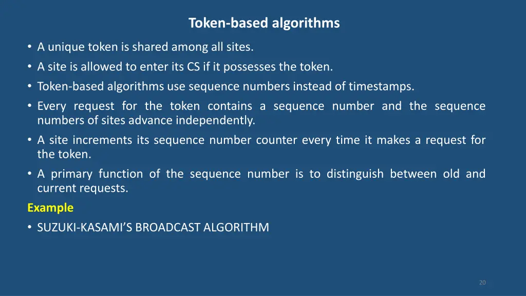 token based algorithms