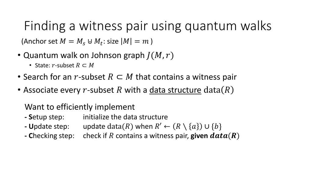 finding a witness pair using quantum walks anchor