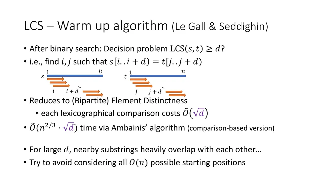 lcs warm up algorithm le gall seddighin