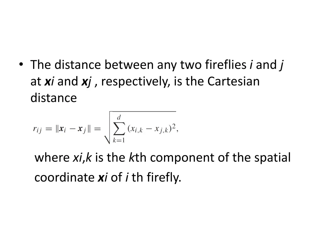 the distance between any two fireflies